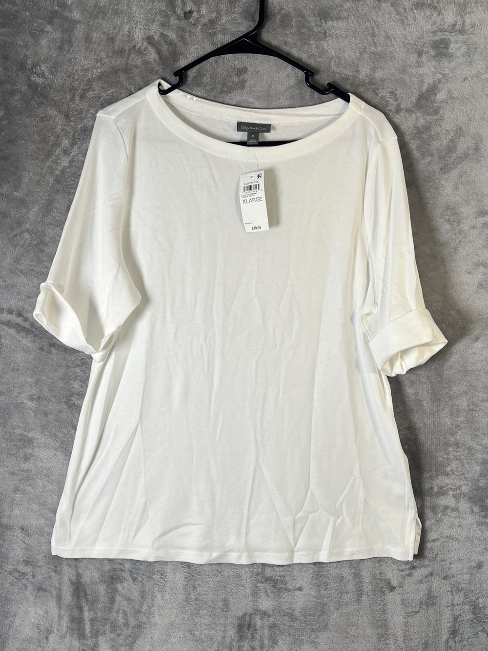 White Short-Sleeve Roll-Cuff Tee
